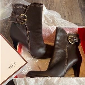 Coach never worn brown ankle boots with box